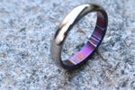 4.5mm domed titanium ring zirconium titanium damascus / ZrTi brushed titanium timascus ring, black timascus ring, polished men's rings wedding rings,