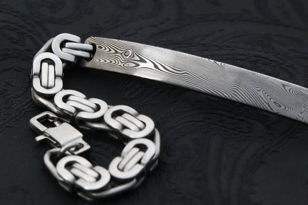 Black diamond & damasteel bracelet, damascus bracelet, customizable bracelet