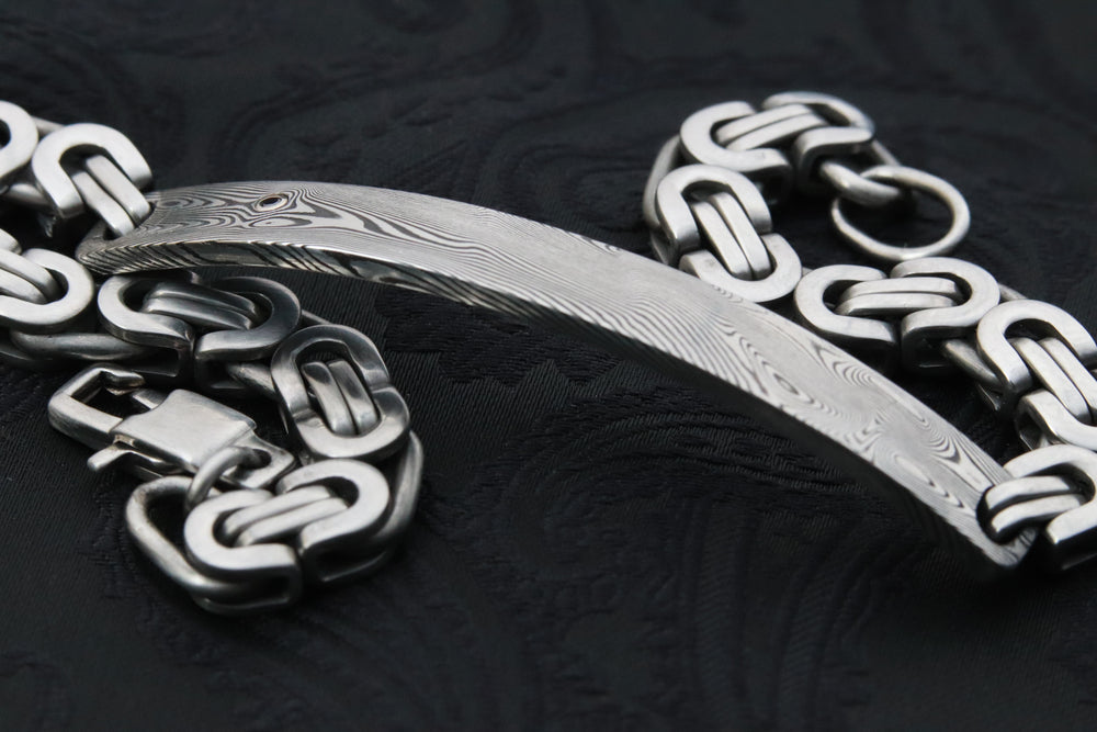Black diamond & damasteel bracelet, damascus bracelet, customizable bracelet