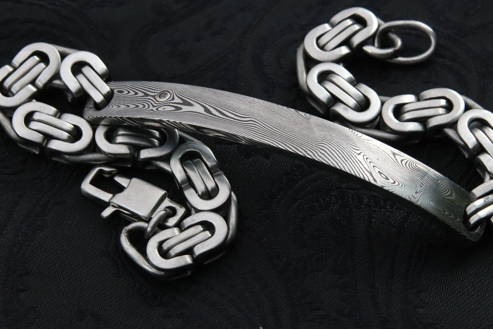 Black diamond & damasteel bracelet, damascus bracelet, customizable bracelet