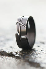 Zr-LOAM hybrid  handmade zirconium cross ring zirconium wedding band mens rings