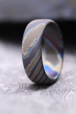 8mm ring black timascus ring, titanium zirconium damascus