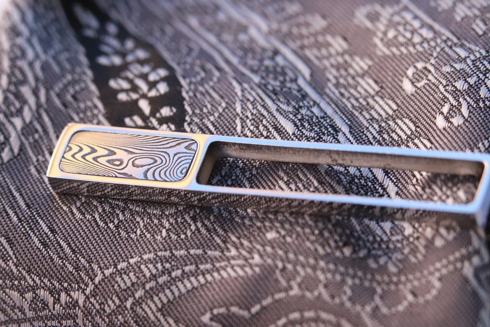 Damascus tie clip / stainless damascus tie clip, damasteel tie clip, tie bar