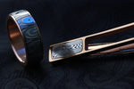 14k rose gold Damascus tie clip / stainless damascus tie clip, damasteel tie clip, tie bar