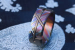 ZrTi timascus hybrid handmade titanium zirconium damascus ring, cross ring , unique weddi g band "Loam"