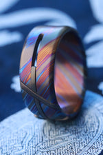 ZrTi timascus hybrid handmade titanium zirconium damascus ring, cross ring , unique weddi g band "Loam"