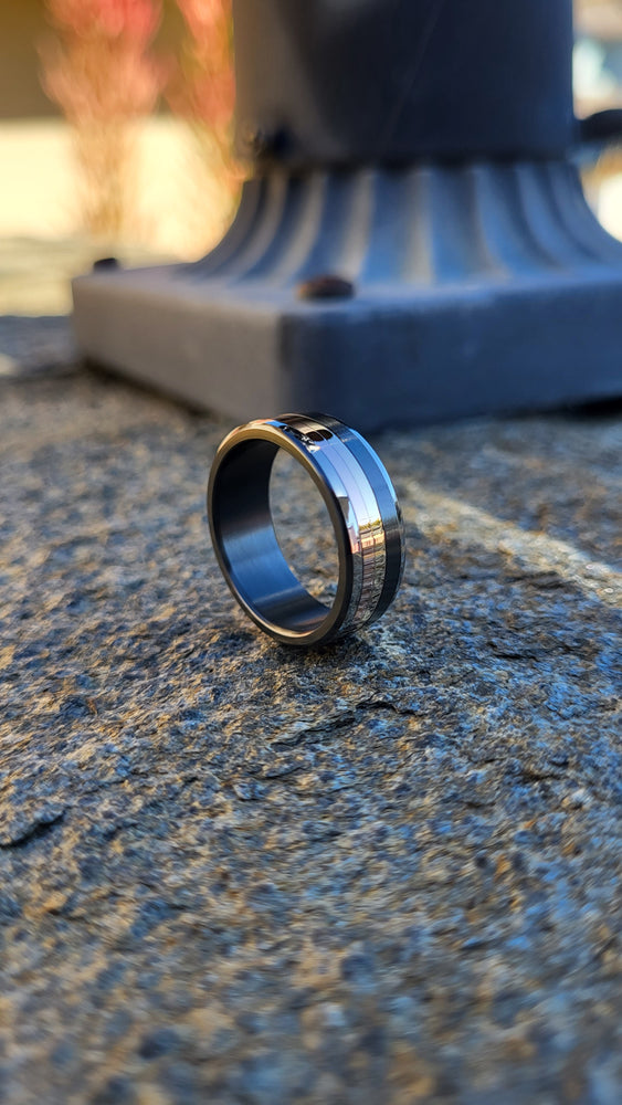 Polished Black Zirconium 14k or 18k customizable ring mens wedding bands Gold rings