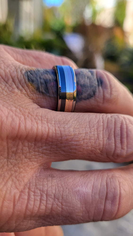 Polished Black Zirconium 14k or 18k customizable ring mens wedding bands Gold rings