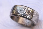 Stainless steel Damascus "dark coral" Customizable ring! Damascus ring, genuine damascus steel ring, stainless damascus double grooved ring