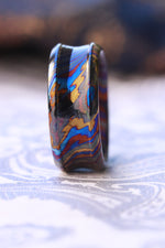 Timascus dragons' shape customizable 8mm ring chamfered edge Solid Zirconium Titanium damascus ring 5mm-8mm wide timascus ring, Zirconium Tiranium damascus ring (polished finish)