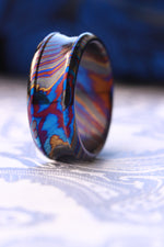 His & her's set! X2 rings Timascus dragons' shape customizable 8mm ring chamfered edge Solid Zirconium Titanium damascus ring 5mm-8mm wide timascus ring, Zirconium Tiranium damascus ring (polished finish)