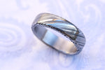 Polished Damascus steel ring Stainless steel damasteel customizable ring! Darker color etch