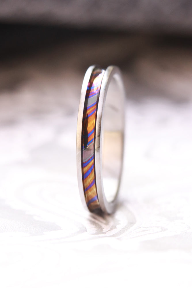 3.5mm Women's Grayson Channel ZrTi ring 2mm - 7mm wide timascus zrti ring, women's wedding band