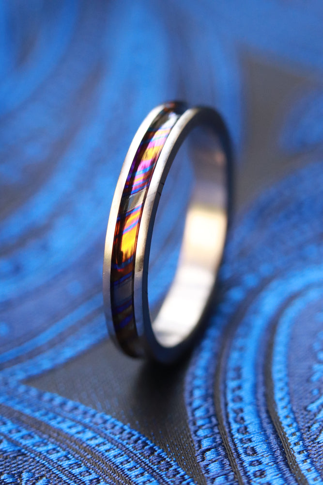 3.5mm Women's Grayson Channel ZrTi ring 2mm - 7mm wide timascus zrti ring, women's wedding band