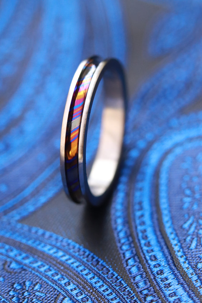 3.5mm Women's Grayson Channel ZrTi ring 2mm - 7mm wide timascus zrti ring, women's wedding band