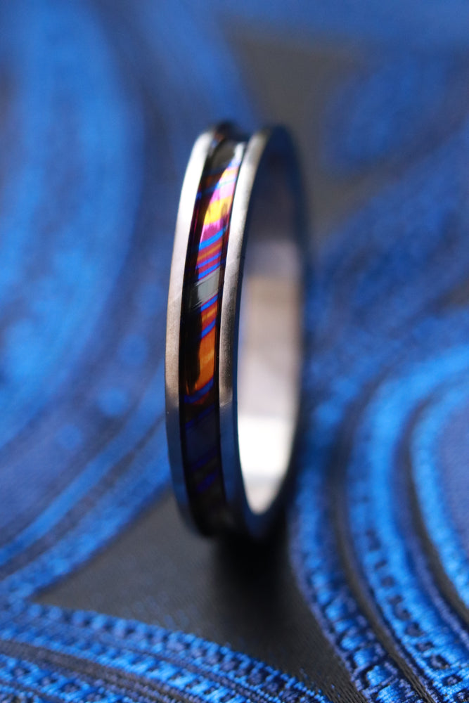 3.5mm Women's Grayson Channel ZrTi ring 2mm - 7mm wide timascus zrti ring, women's wedding band