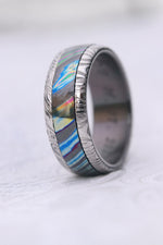 8mm Black Timascus / Mokuti & Stainless Damascus (damasteel) zirconium titanium  timascus ring, timascus ring, mokuti ring, zirconium ring,