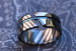 ***NEW ZRTI HYBRID*** Black Timascus ring 9mm , timascus ring, mokuti ring, black and blue ring, hypoallergenic jewelry, Zirconium ring, mokuti ring