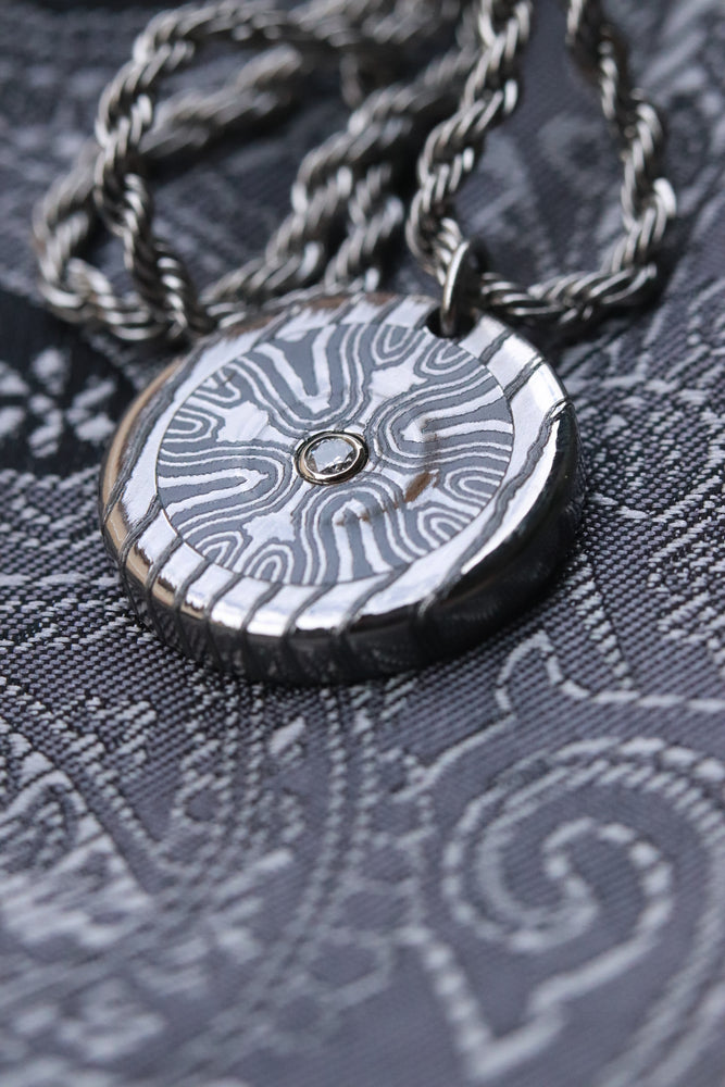 Diamond and Timascus pendant, Niobium Zirconium diamond necklace