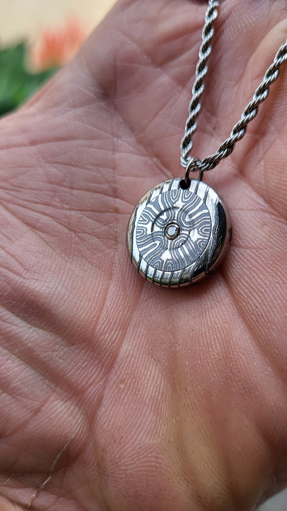 Diamond and Timascus pendant, Niobium Zirconium diamond necklace