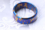 Chamfered edge convex dragons breathe titanium damascus ring 3mm-9mm wide timascus ring, mokuti ring