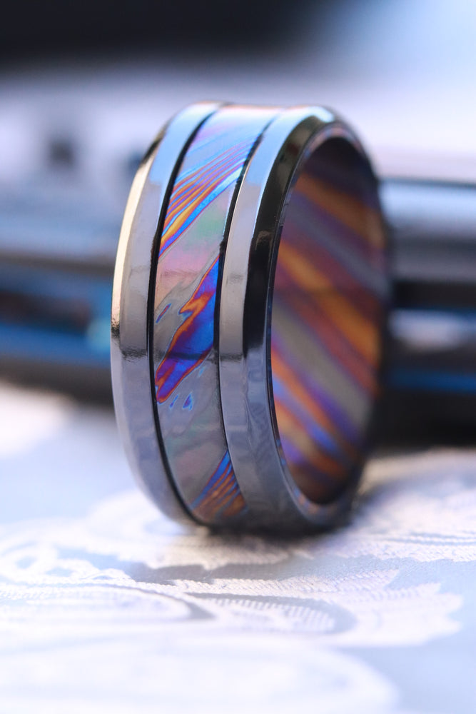 Grayson 9mm black titanium, zrti timascus black ring limited edition