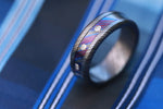 Timascus diamond ring, Grayson 7mm wide niobium zirconium, zirconium timascus wedding band