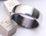 8mm domed titanium ring Black / ZrTi brushed titanium timascus ring,black timascus ring, mens rings weddingrings, zirconium damascus
