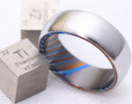 8mm domed titanium ring Black / ZrTi brushed titanium timascus ring,black timascus ring, mens rings weddingrings, zirconium damascus