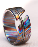 NEW ZRTI HYBRID*** Black Timascus ring 9mm , timascus ring, mokuti ring, colorful ring, hypoallergenic jewelry, Zirconium ring, mokuti ring