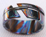 NEW ZRTI HYBRID*** Black Timascus ring 9mm , timascus ring, mokuti ring, colorful ring, hypoallergenic jewelry, Zirconium ring, mokuti ring
