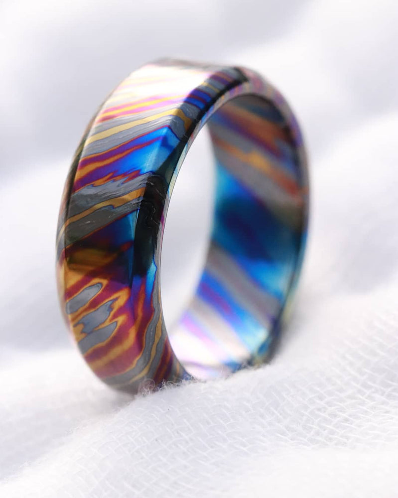 zrti LIMITED EDITION customizable 9mm ring chamfered edge Solid Black Timascus ring 3mm-9mm wide timascus ring, mokuti ring (polished finish)