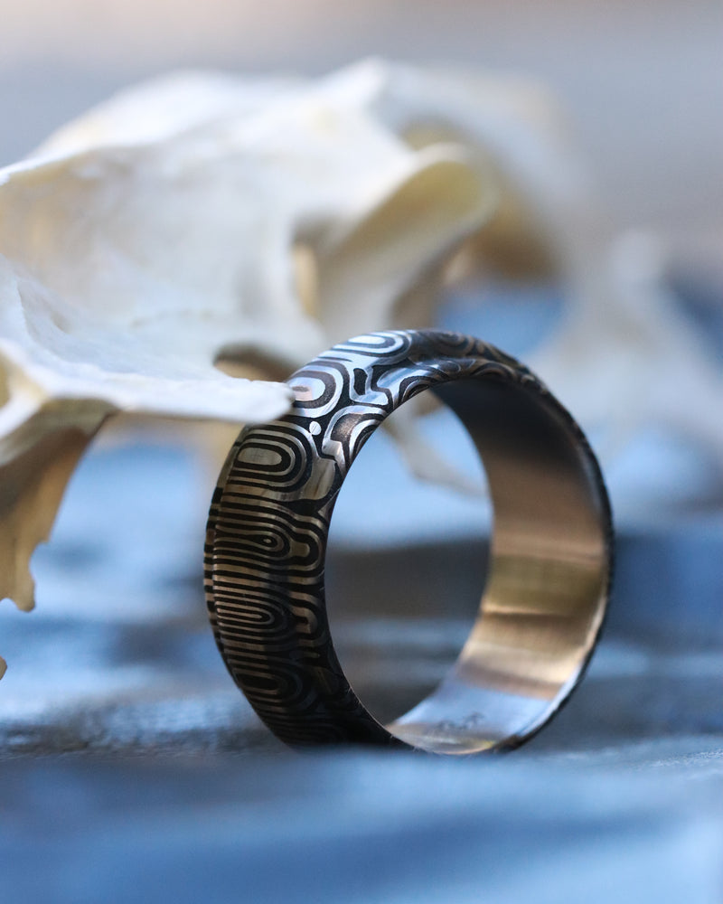 Damascus steel ring "traditional" Mens stainless damasteel wedding band, mens rings, hypoallergenic
