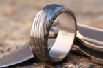 Damascus ring Stainless steel Damascus "LEAF" Customizable ring Light/ medium color etch. Damascus steel ring Damascus steel 8mm mens rings