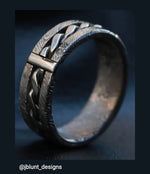 "bregdan" HYBRID handmade braided wedding ring, damascus hybrid damasteel, curb chain ring celtic rings braided rings