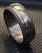 Niobium & Zirconium damascus ring / wedding ring 8mm customizable domed shape
