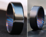 Black titanium 6-8mm zirconium band Black / ZrTi brushed ziconium timascus ring,black timascus ring, mens rings weddingrings, zirconium damascus