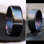 Black titanium 6-8mm zirconium band Black / ZrTi brushed ziconium timascus ring,black timascus ring, mens rings weddingrings, zirconium damascus