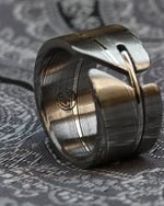 12mm hybrid stainless damascus steel wedding band damascus ring
