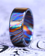 8mm ZrTi ring 3mm-9mm wide timascus ring, mokuti ring (polished finish)