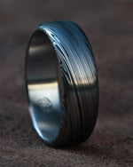 Damascus steel ring Stainless steel Damascus "LEAF" Customizable ring! Light/ medium color etch. Genuine damascus steel ring mens rings