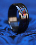 8mm Grayson BLK" Limited Edition Series titanium damascus Timascus / Mokuti timascus & black titanium ring, black timascus ring, mokuti ring.
