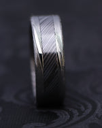 7mm wide black zrti /NbZr& damasteel band, niobium zirconium damascus, men's wedding band