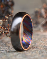 6mm domed black titanium / zirconium titanium ZrTi , black timascus, mens wedding band