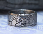 Diamonds and damasteel 10mm customizable ring