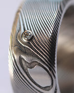Diamonds and damasteel 10mm customizable ring