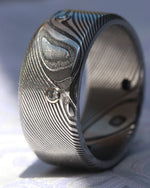 Diamonds and damasteel 10mm customizable ring