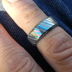 Florescent LIMITED EDITION customizable 8mm ring chamfered edge Solid Black Timascus ring 3mm-9mm wide timascus ring, mokuti ring (polished finish)