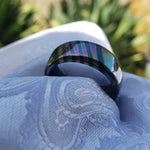 Florescent LIMITED EDITION***DARK Black Timascus ring 8mm (semi-polished) timascus ring, mokuti ring, colorful ring, hypoallergenic jewelry, Zirconium