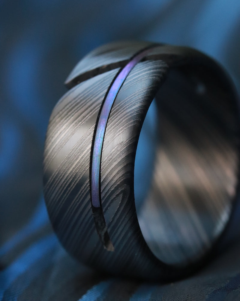NEW BLACK CHEMELEON HYBRID*** Black ZrTi ring 10mm , timascus ring, mokuti ring, hypoallergenic jewelry, Zirconium inlay